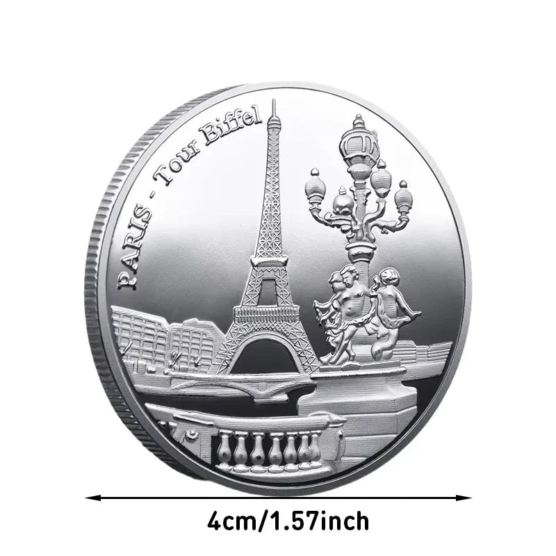 Paris Eiffel Tower Commemorative Coin | Metal Travel Keepsake Commemorative Coin Axl