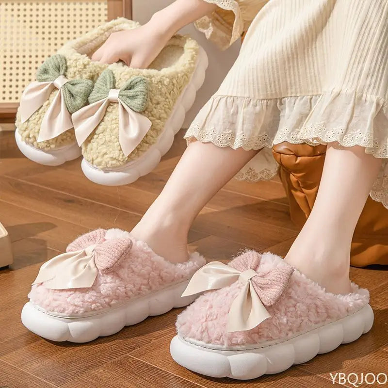 Women's Butterfly Cotton Slippers – Warm Thick Sole Indoor Indoor House Slippers Axl