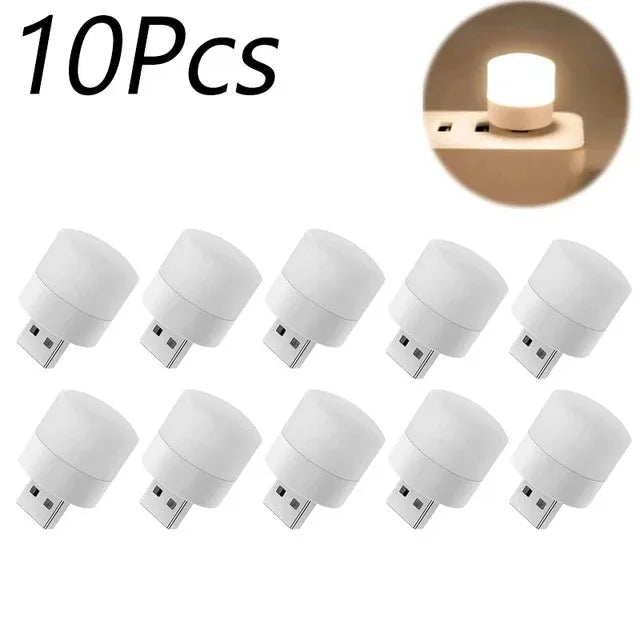 Mini USB LED Night Light – Warm & White Plug-In Lamp 1/3/10 Pack USB Night Light Axl 10PCS-Warm