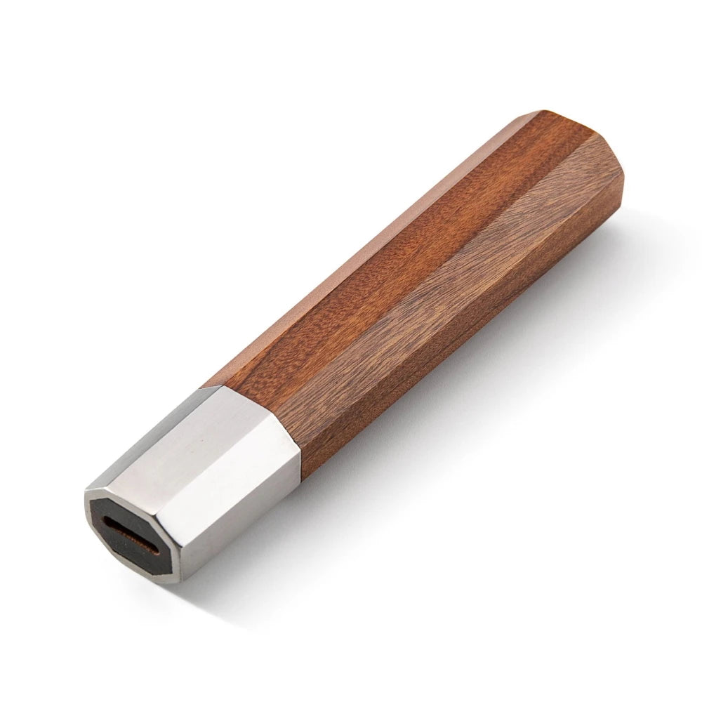 Octagonal Japanese Knife Handle – Natural African Mkuruti Wood DIY Knife Handle Blank Axl Silver