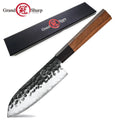 Grandsharp 5" Santoku Knife – AUS-10 Steel & Wooden Saya Box Santoku Kitchen Knife Axl HM-19B