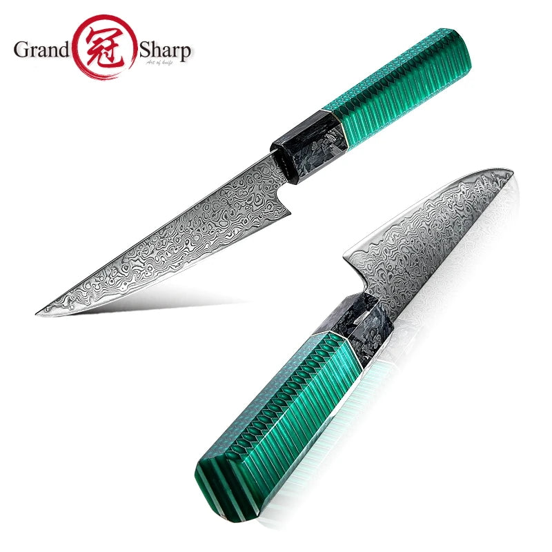 Grandsharp Damascus VG10 Petty Chef Knife – 13.2cm Blade Damascus Kitchen Knife Axl