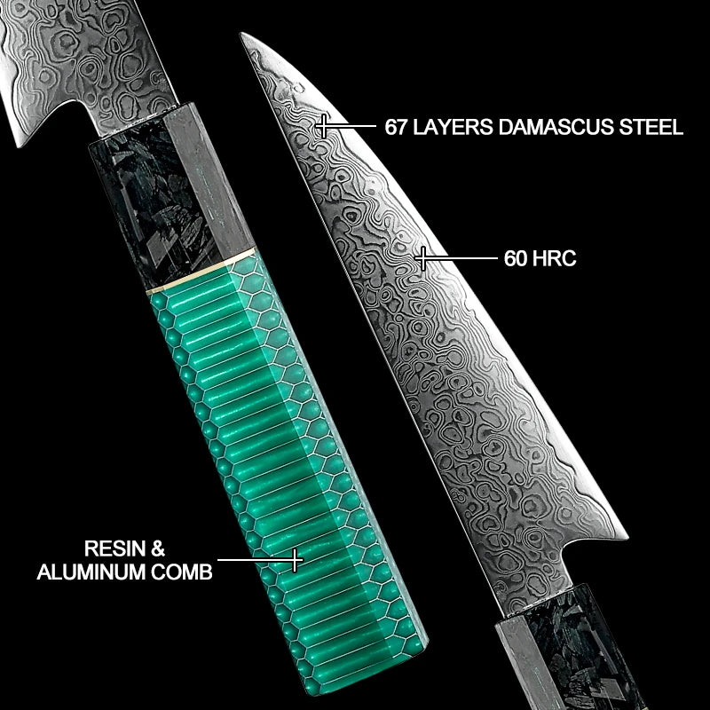 Grandsharp Damascus VG10 Petty Chef Knife – 13.2cm Blade Damascus Kitchen Knife Axl