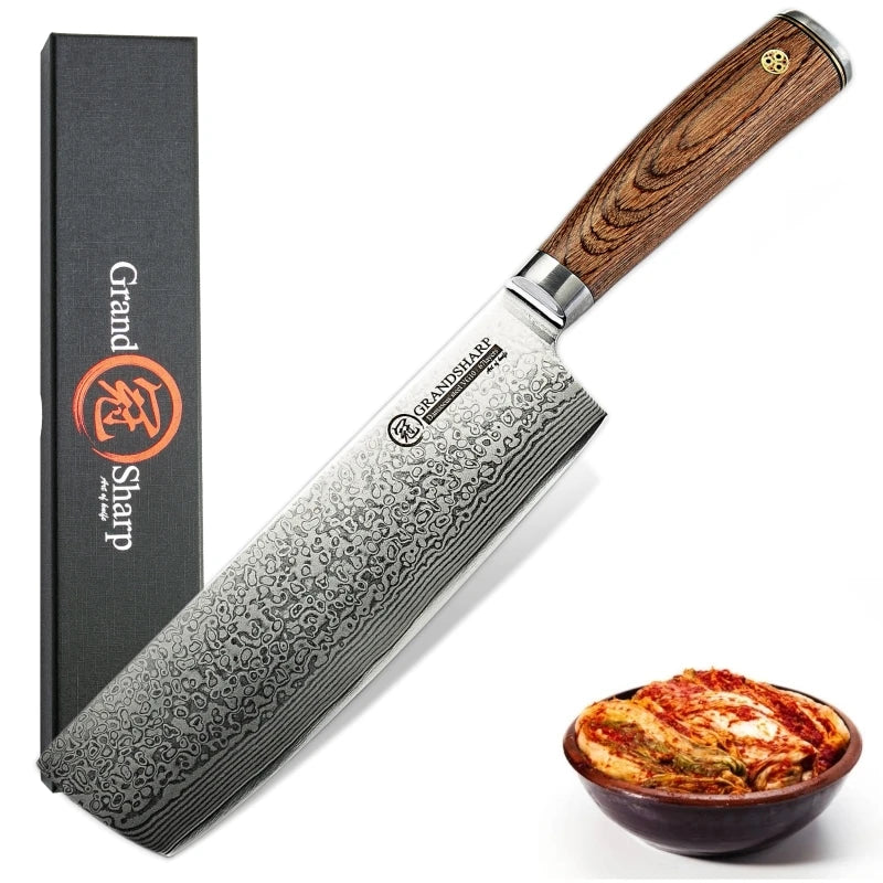 GrandSharp 6.7" VG-10 Damascus Nakiri Knife | Japanese Steel Damascus Nakiri Knife Axl Default Title