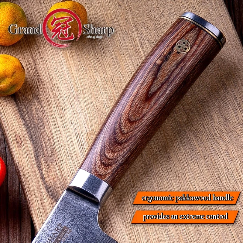 Grandsharp 6.7" VG10 67-Layer Damascus Santoku Knife Damascus Santoku Knife Axl