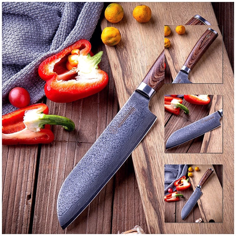 Grandsharp 6.7" VG10 67-Layer Damascus Santoku Knife Damascus Santoku Knife Axl