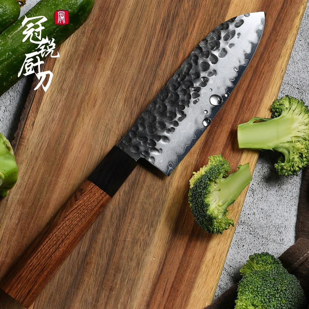 Grandsharp 5" Santoku Knife – AUS-10 Steel & Wooden Saya Box Santoku Kitchen Knife Axl