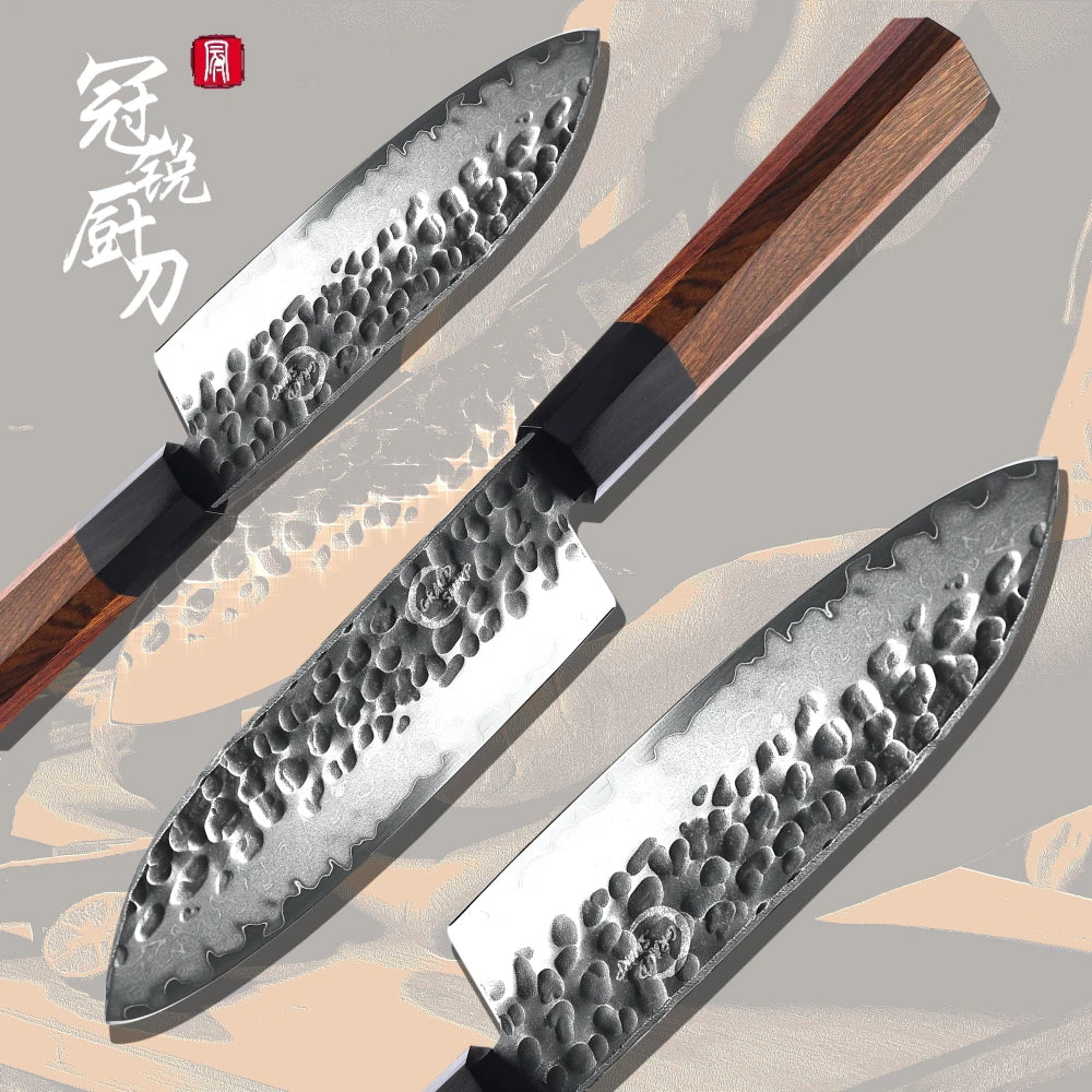 Grandsharp 5" Santoku Knife – AUS-10 Steel & Wooden Saya Box Santoku Kitchen Knife Axl