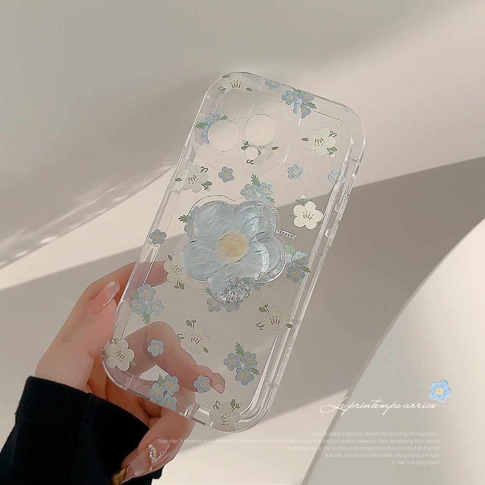 Floral TPU iPhone Case with Kickstand – Fits iPhone 11–15