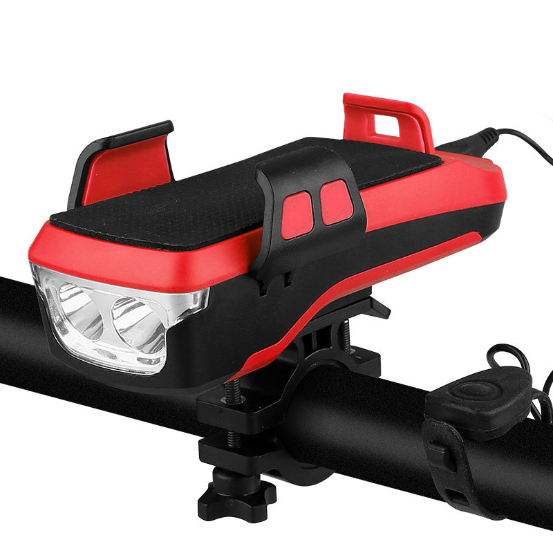 USB Rechargeable Bike Light with Phone Holder and Horn Axl Red 4000mAh