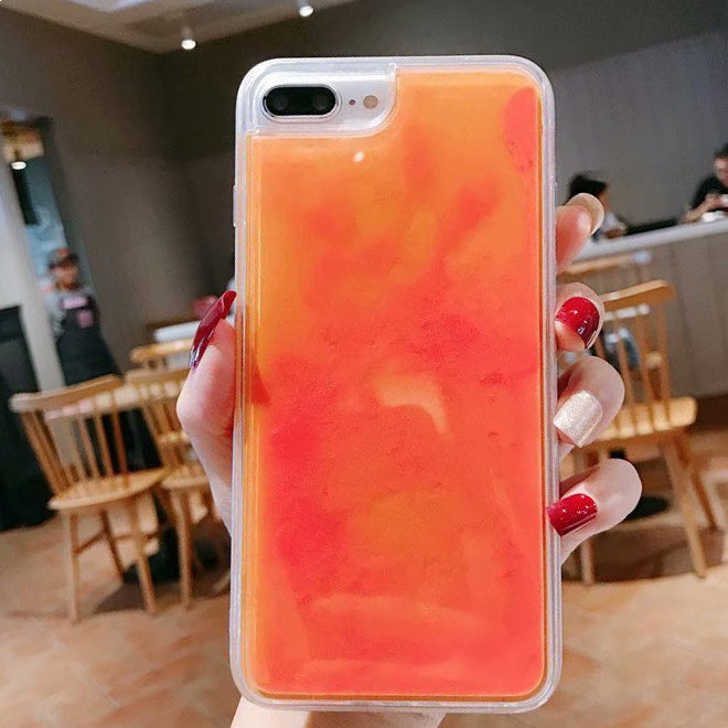 Fluorescent Liquid Quicksand Phone Case – TPU & PC Cover Liquid Quicksand Phone Case Axl Orange / IPhoneXSMAX