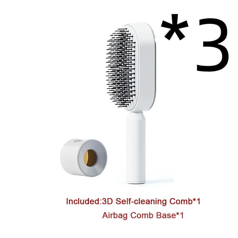 Self-Cleaning Anti-Static Hair Brush Axl 3pcs Set B