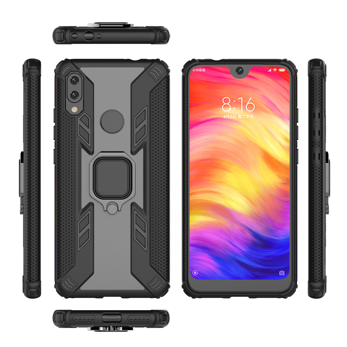 Transparent Airbag Phone Case with Ring Bracket & Mag Mount Phone Case with Mount Axl Black Iphone 7 Plus