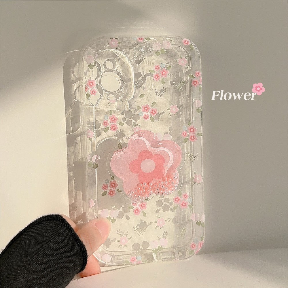 Floral TPU iPhone Case with Kickstand – Fits iPhone 11–15