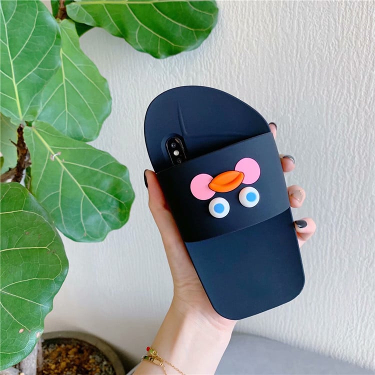 Cartoon Hyaluronic Acid Duck Slippers for iPhone Cases Axl Black / iPhone 7p 8p