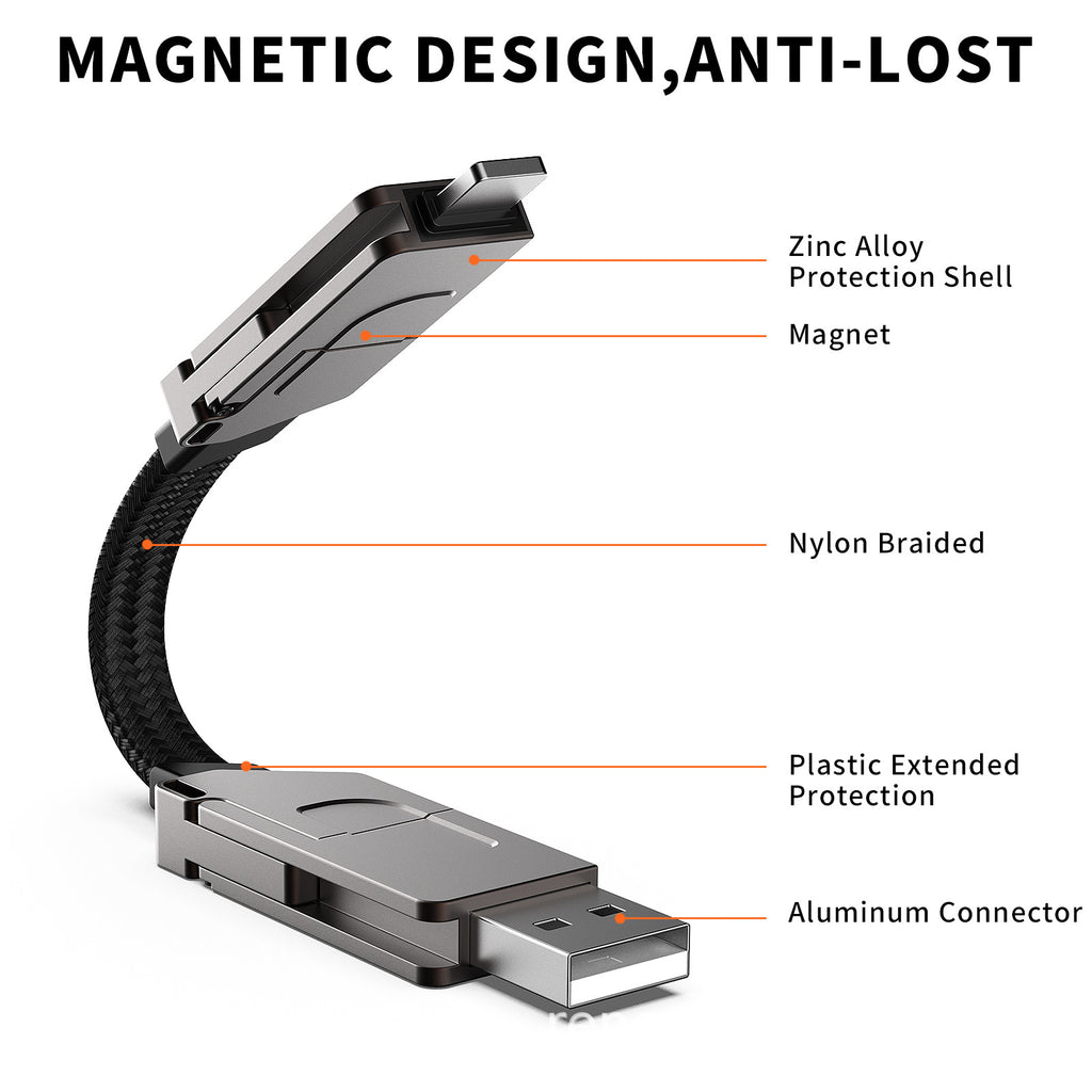 4-in-1 PD 60W Fast Charging Keychain – Type-C Cable Charging Keychain Cable Axl
