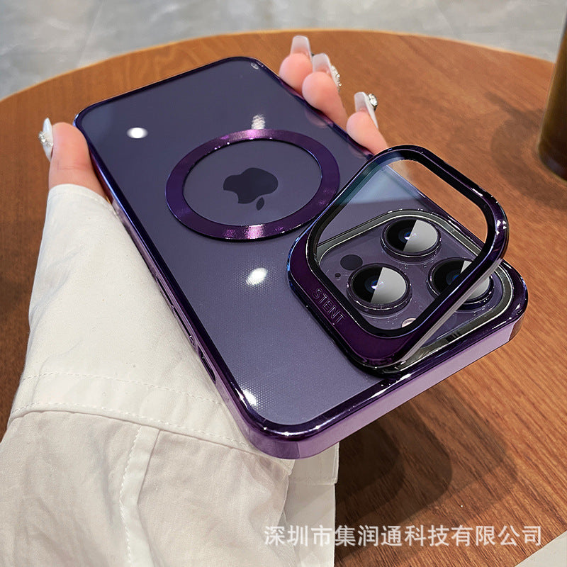 Magnetic Hard Case with Stand for iPhone 15 Pro Max Axl Dark purple / iphone 12/12PRO