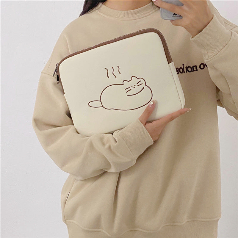 Cute Embroidered Animal Tablet Protective Sleeve Bag Axl Sleepy cat small