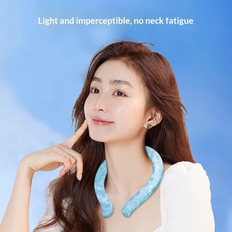 Portable Neck-Hanging Cooling Ice Ring PCM Axl Blue Plaid Universal