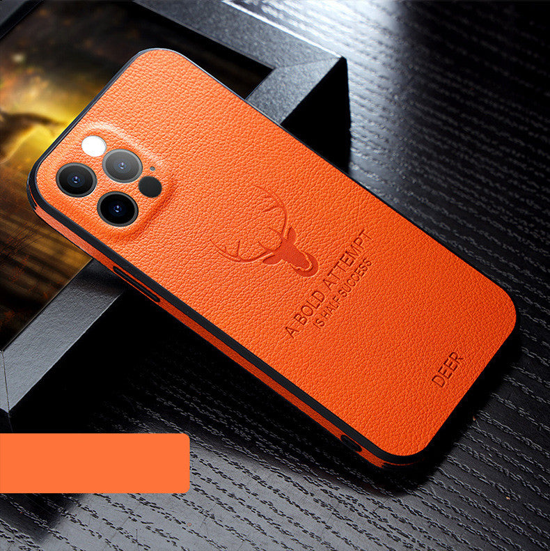 Leather-Grain Anti-Drop Full-Cover iPhone Case | Lens Guard iPhone Protective Case Axl