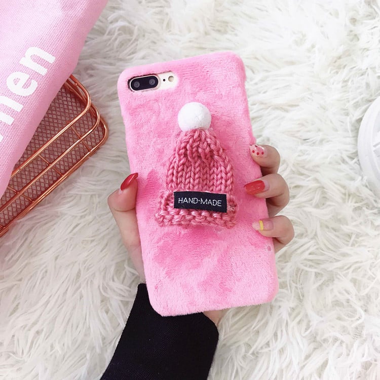 New Plush Hats for iPhone 7/8 Plus - Christmas Theme Axl Pink / iPhone15promax