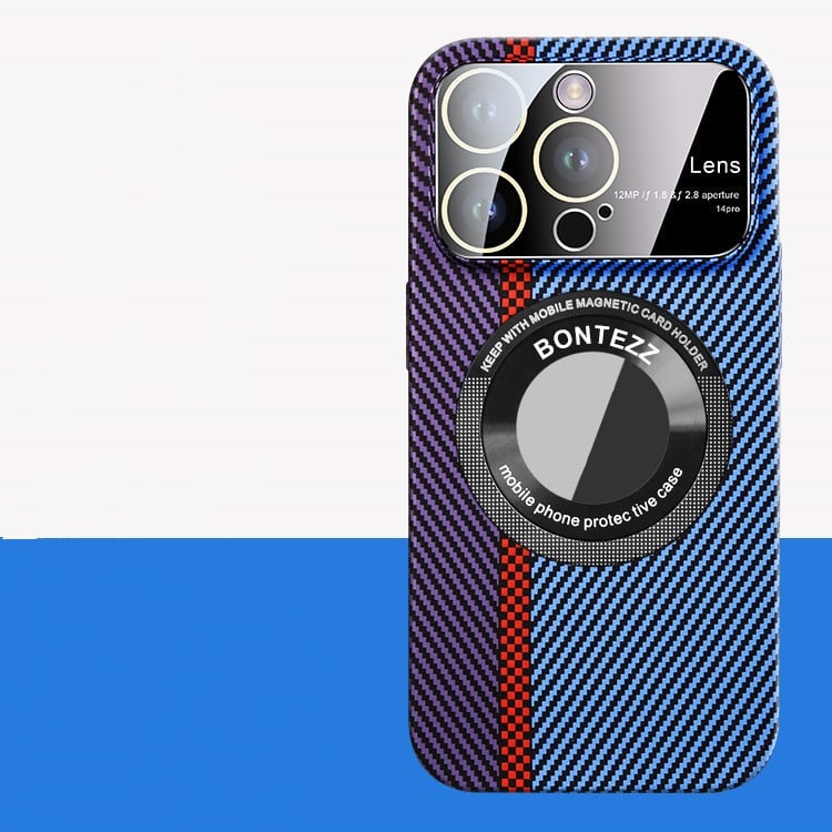 Magnetic Carbon Fiber Frosted Phone Case | Large Window