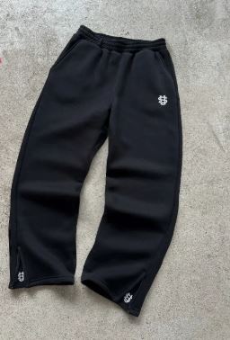 Solid Color Zipper Sweatpants Axl New Black-M