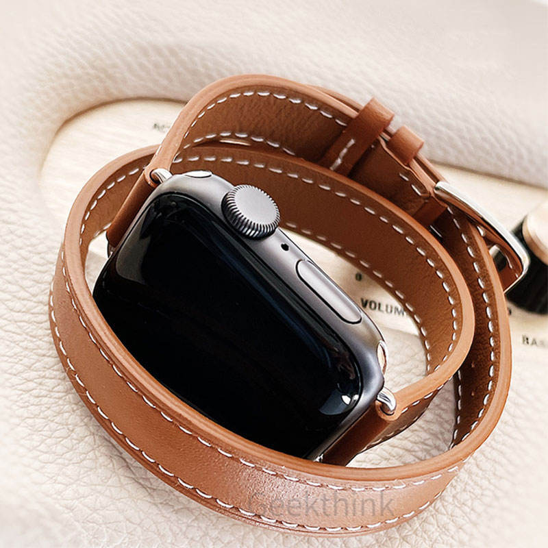 Slim Double Loop Leather Band for Apple Watch 8/7/6/4 Axl