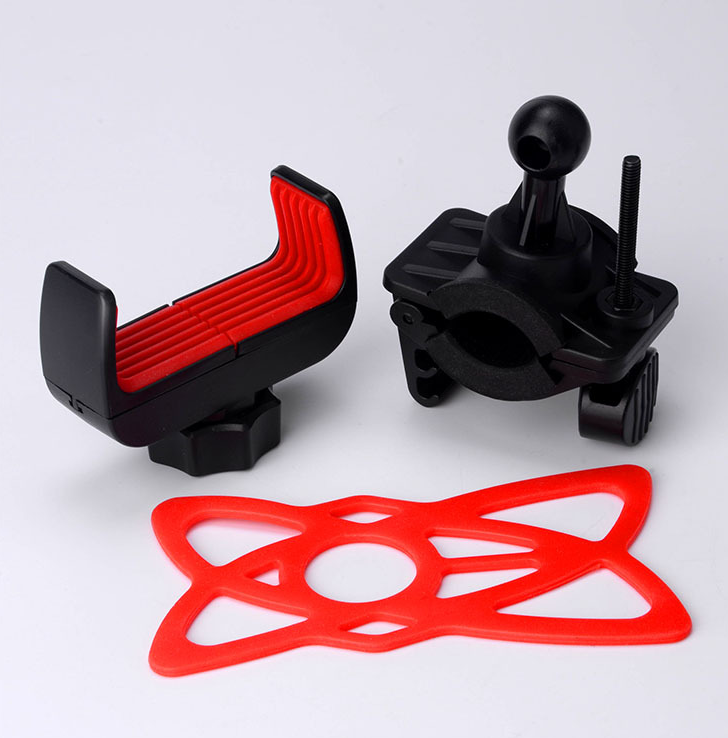 Silicone Bike Phone Holder – Shockproof Bicycle Mount Bike Phone Mount Axl Red and black