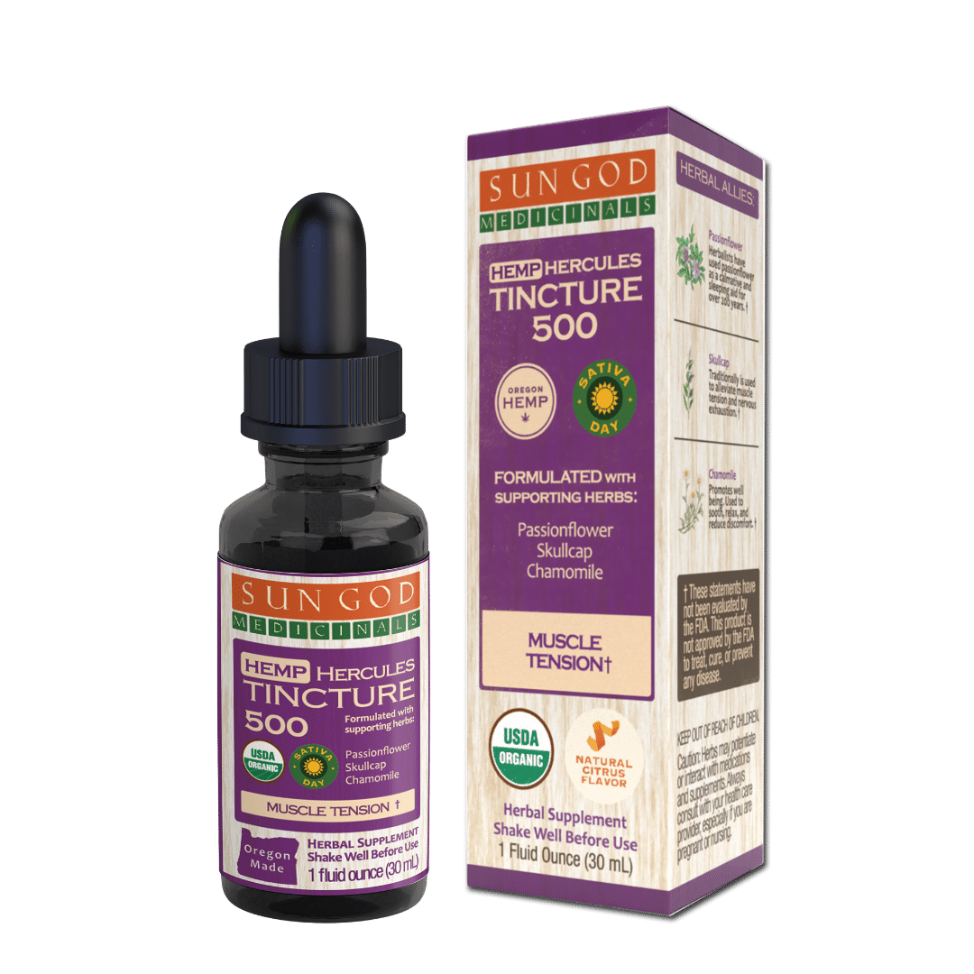 Organic Hercules Muscle Tension Sativa Hemp Tincture 500 - Sale Axl