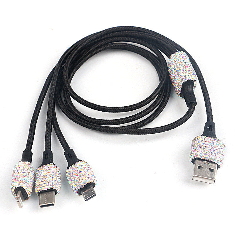 Goddess Style Diamond Car Charger with USB Multi-Function Axl Mix white