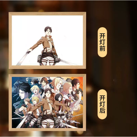 Attack on Titan Eren & Levi Light Painting Night Lamp
