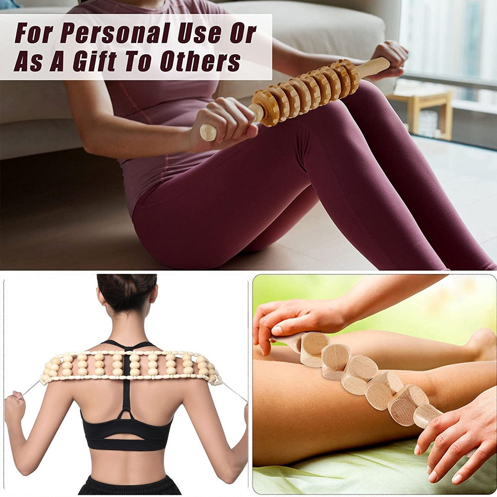 Wooden Anti-Cellulite Massage Roller Set Axl