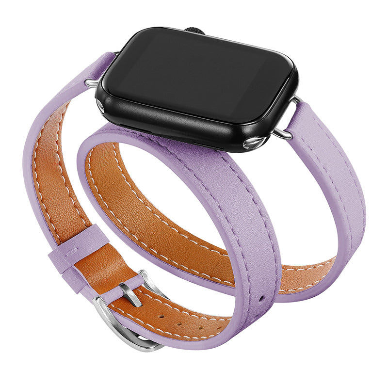 Slim Double Loop Leather Apple Watch Band – 15 Colors