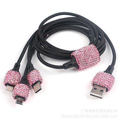 Goddess Style Diamond Car Charger with USB Multi-Function Axl Pink