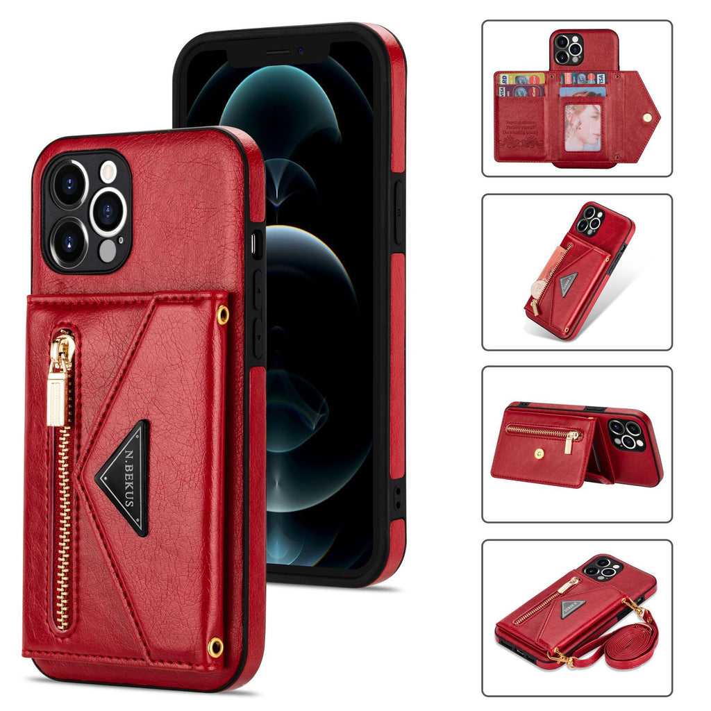 Crossbody Phone Case Leather Strap & Card Slot | Apple Crossbody Phone Case Axl
