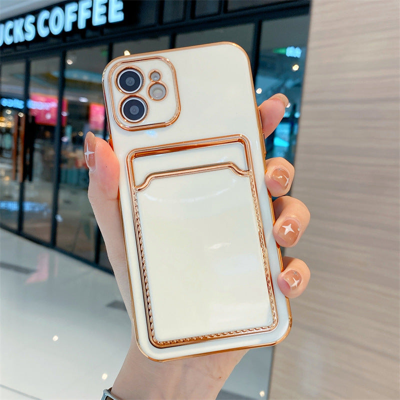 TPU Card Holder iPhone Case – Electroplating Slim Wallet Cover