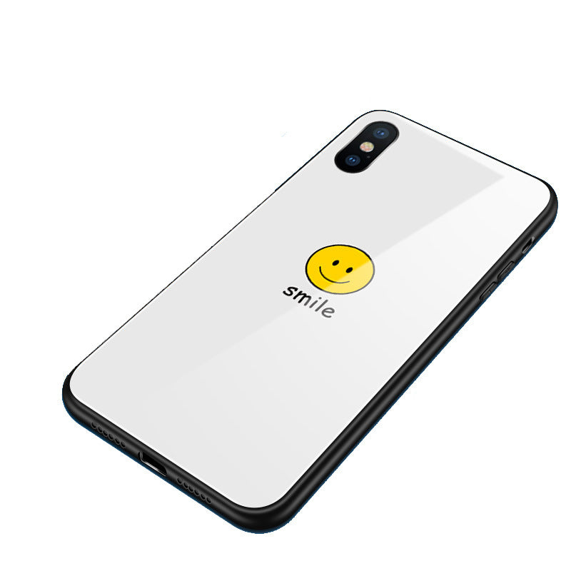 Happy Smiley Face Tempered Glass iPhone Case – Yellow & White Glass Phone Case Axl White IPhone6 6s Plus