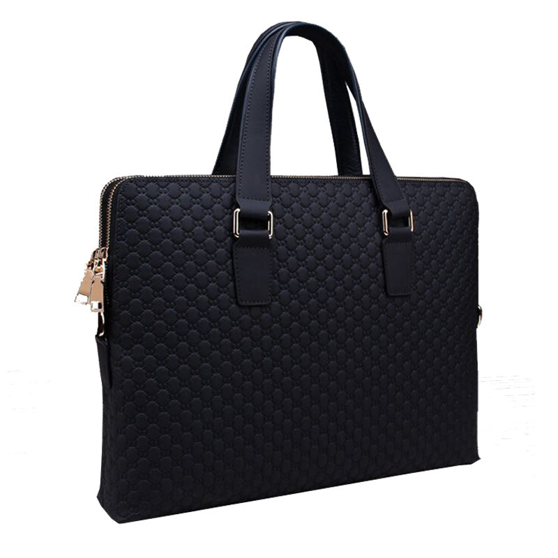 Genuine Leather Men's 14 Inch Business Handbag Axl Black