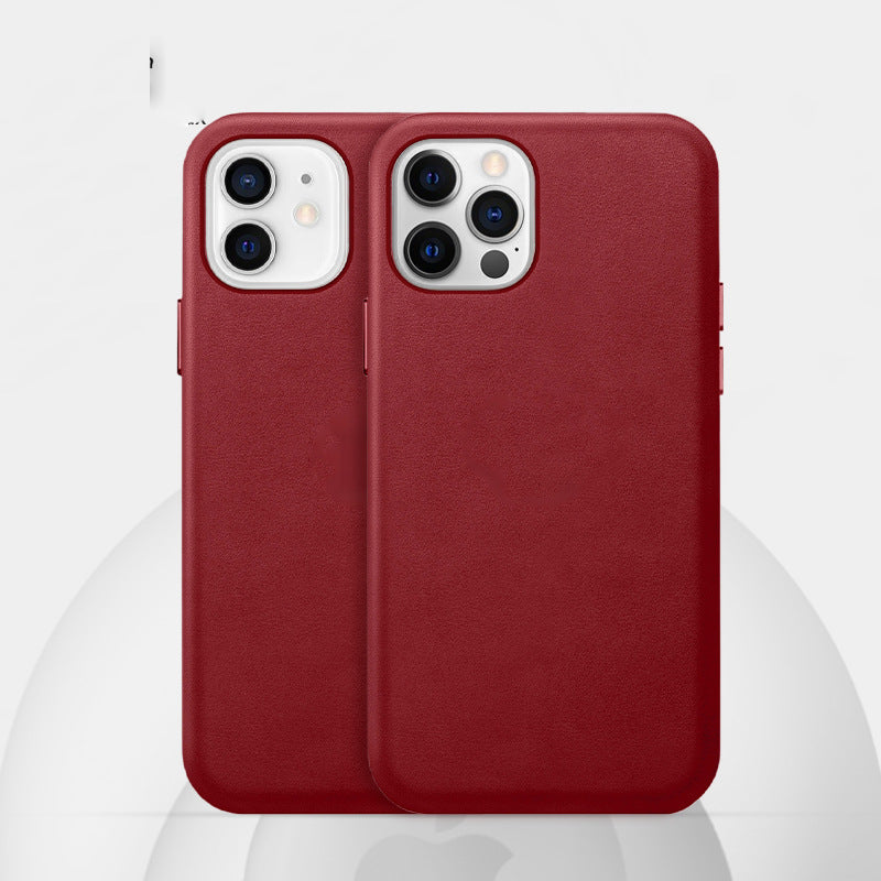 Magnetic Leather Protective Case for Phone 12 Axl Red 12mini