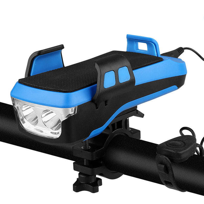 USB Rechargeable Bike Light with Phone Holder and Horn Axl Blue 4000mAh