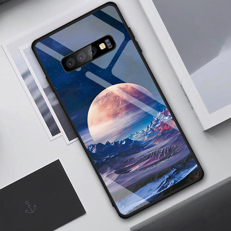 Painted Tempered Glass Phone Case Axl Blue Samsung S10