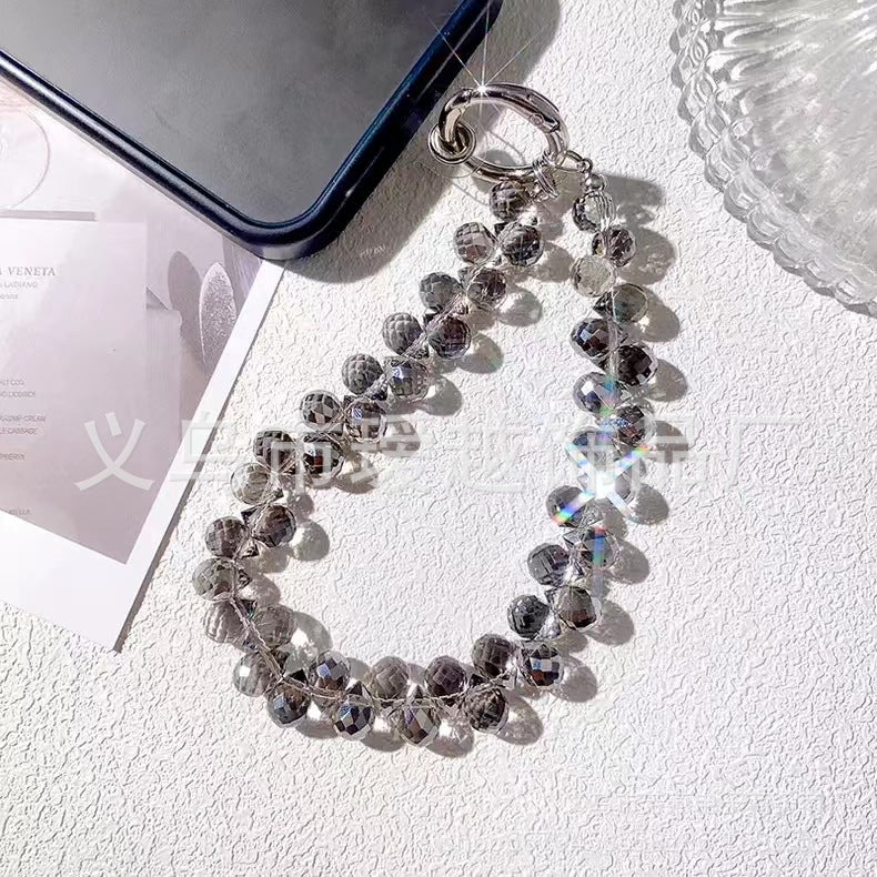 Creative Crystal Phone Chain with Elegant Beads and Design Axl 15 Gray