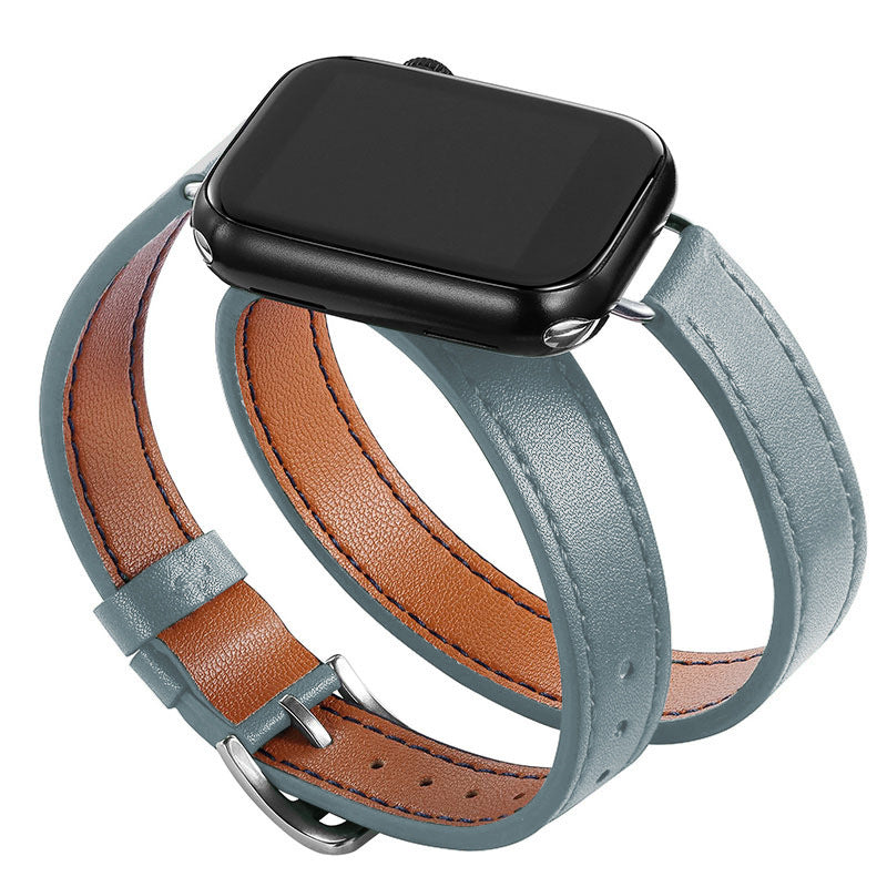Slim Double Loop Leather Apple Watch Band – 15 Colors