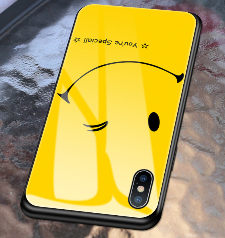 Happy Smiley Face Tempered Glass iPhone Case – Yellow & White Glass Phone Case Axl Yellow IPhone6 6s
