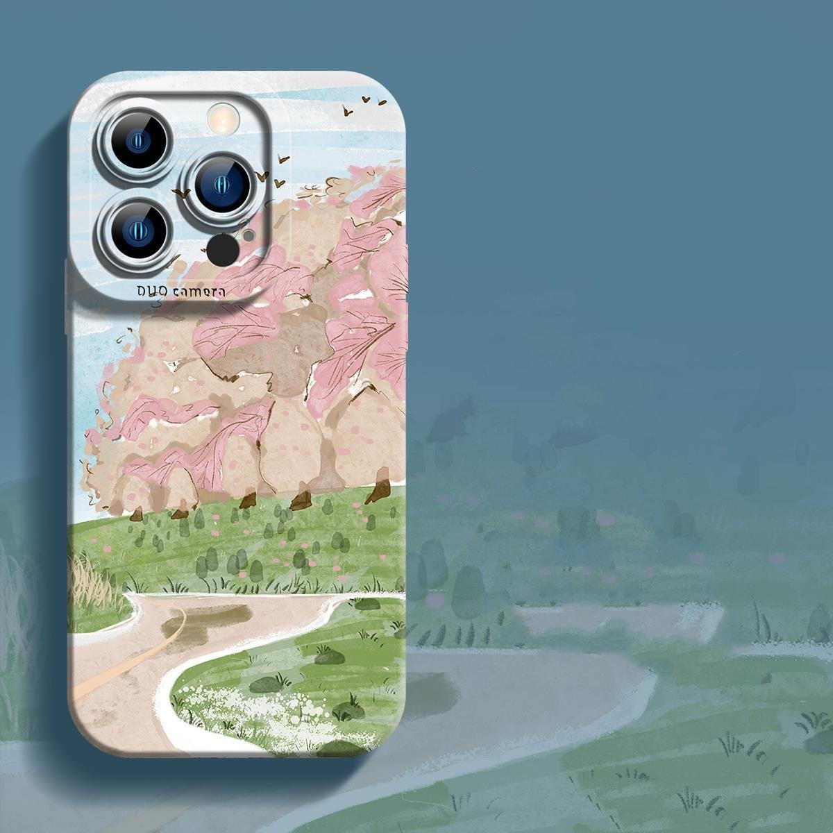 Liquid Silicone iPhone Case – Through The Forest Design Silicone Phone Case Axl Spring Cherry Blossoms / IPhone XR