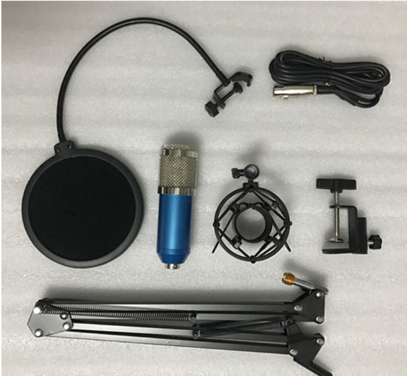 Karaoke Condenser Mic Kit – Cardioid, Stand & Shock Mount Condenser Microphone Kit Axl blue