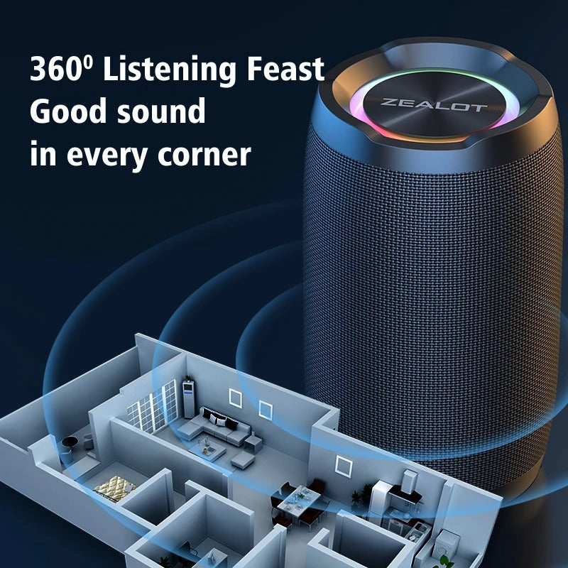 Zealot S49 20W Portable Bluetooth Speaker with 360° Sound Axl