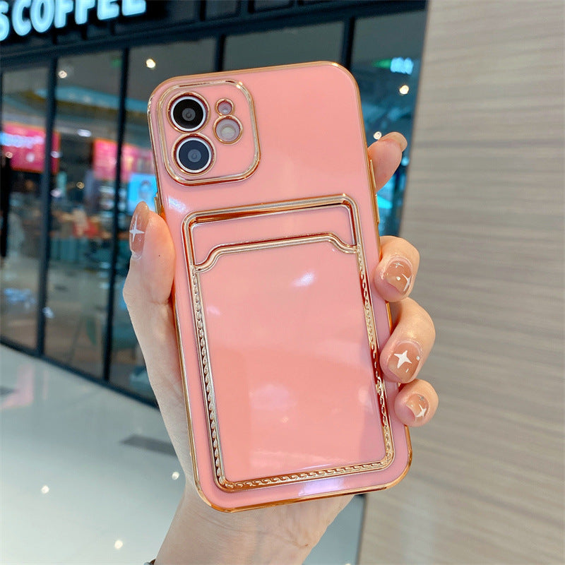Minimalist TPU Card Holder Case for iPhone 15/13/11 Pro Max Axl Pink [electroplating change card package]] / iPhoneXR