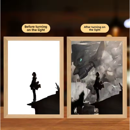 Attack on Titan Eren & Levi Light Painting Night Lamp